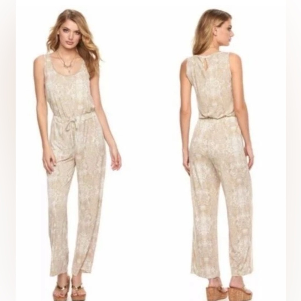 Juicy Couture Desert Dusk Snake Print Jumpsuit Sleeveless Beaded Sz M Preppy - Picture 1 of 11